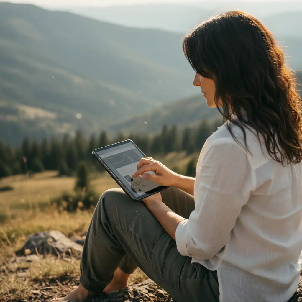 Tablette présentant le roadbook numérique